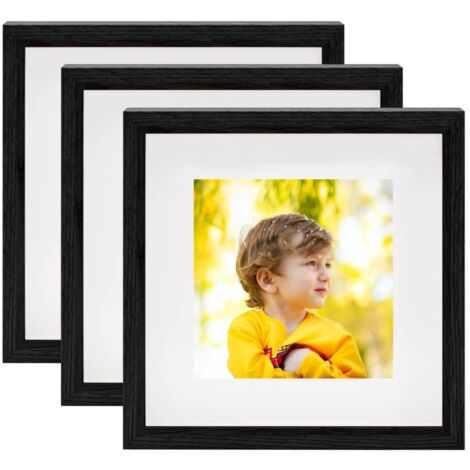 Set di Cornici Fotografiche 3D 3 pz Nero 23x23 cm Foto 13x13 cm