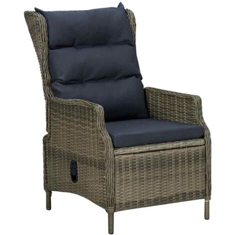 vidaXL Sedia da Giardino Reclinabile con Cuscini in Polyrattan Marrone
