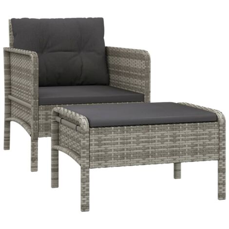 vidaXL Set di Divani da Giardino 2 pz con Cuscini in Polyrattan Grigio (1/5)