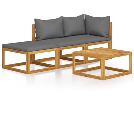 Set Divani da Giardino 4 pz con Cuscini in Massello di Acacia vidaXL
