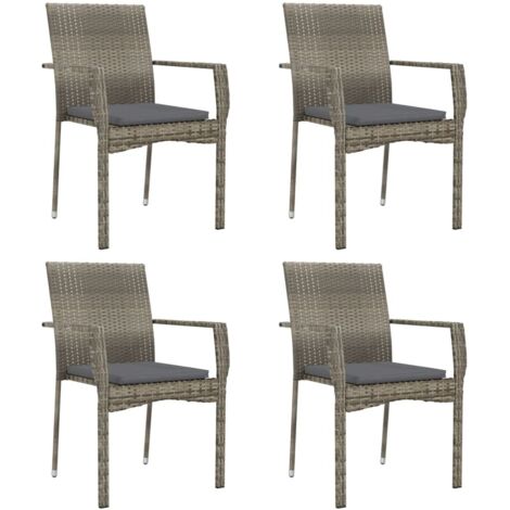 vidaXL Sedie da Giardino con Cuscini 4 pz in Polyrattan Grigie