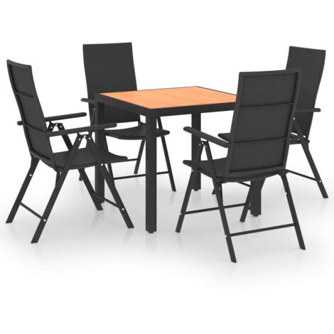 vidaXL Set da Pranzo da Giardino 5 pz Nero e Marrone (1/5)