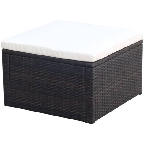 vidaXL Poggiapiedi Ottomana in Polyrattan 53x53x30 cm Marrone