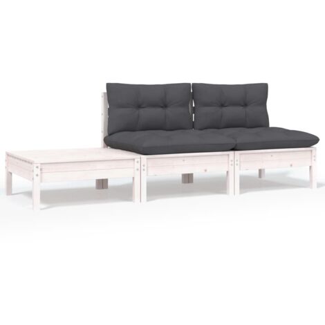 vidaXL Set Divani da Giardino 3 pz con Cuscini Massello Pino (1/5)