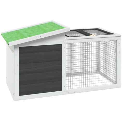 vidaXL Conigliera Grigia 100,5x54x55 cm in Legno Massello di Pino
