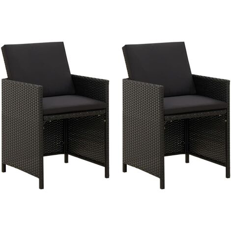 Sedie da Giardino con Cuscini 2 pz in Polyrattan Nere vidaXL (1/5)