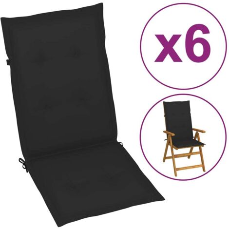 vidaXL Cuscini per Sedie 6 pz Neri 120x50x3 cm in Tessuto