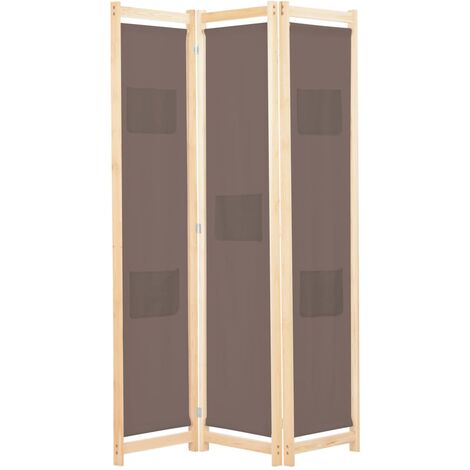 Divisorio a 3 Pannelli Marrone 120x170x4 cm in Tessuto vidaXL