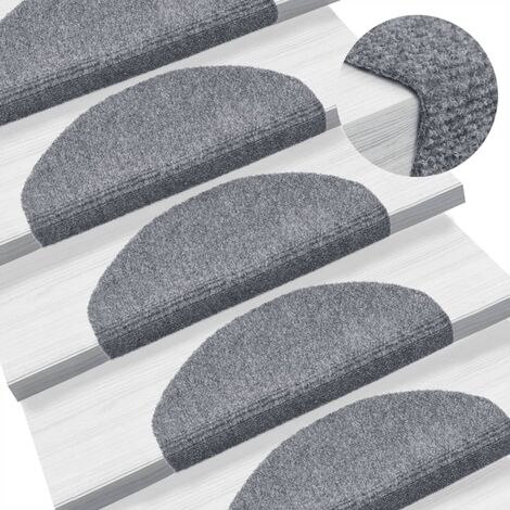 vidaXL Tappetini per scale autoadesivi 10 pz 65x21x4 cm Grigio chiaro Semicircolari Grandi