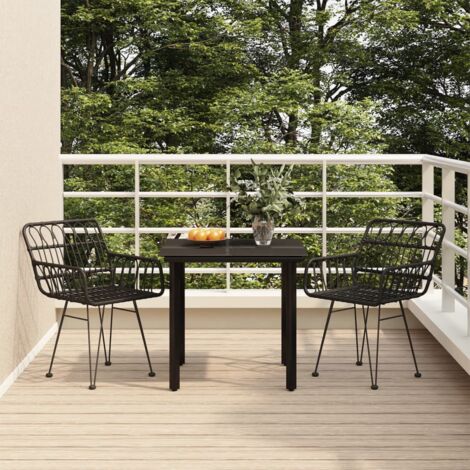 vidaXL Set da Pranzo da Giardino 3 pz Nero in Polyrattan (1/5)