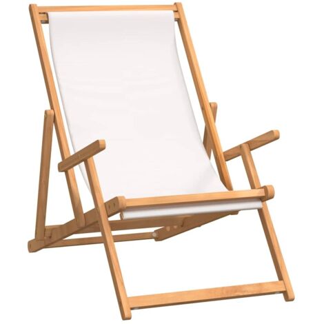 vidaXL Sdraio Pieghevole da Spiaggia in Legno Massello di Teak Crema