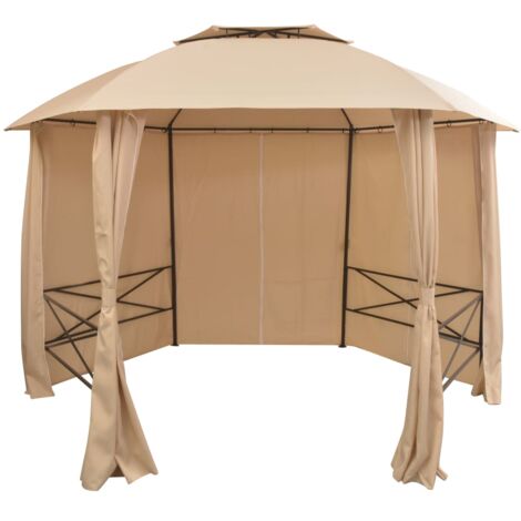 vidaXL Gazebo Padiglione da Giardino con Tende Esagonale 360x265 cm