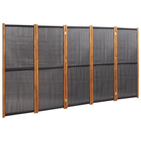 Paravento a 5 Pannelli Nero 350x180 cm vidaXL