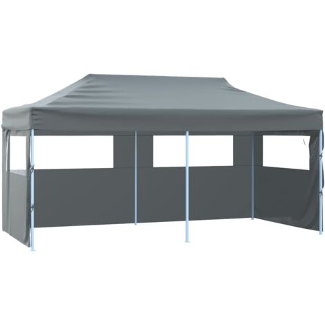 vidaXL Gazebo Pieghevole con 4 Pareti 3x6m Acciaio Antracite