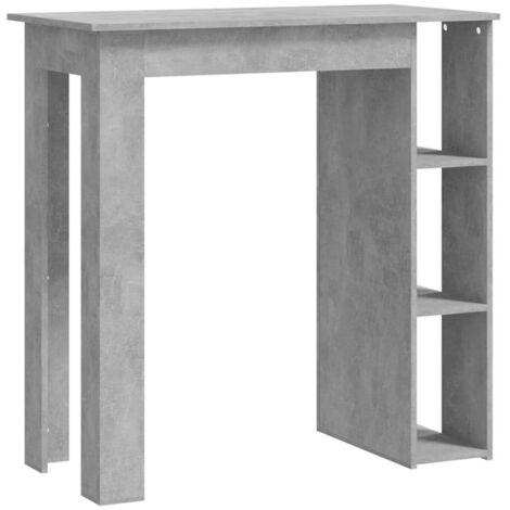 vidaXL Tavolino da Bar con Ripiani Grigio Cemento 102x50x103,5 cm