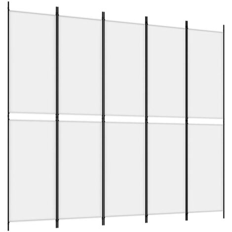 vidaXL Divisorio a 5 Pannelli Bianco 250x220 cm Tessuto