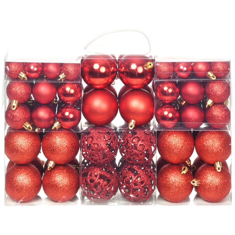 vidaXL Set Palline di Natale 100 pz 3/4/6 cm Rosse