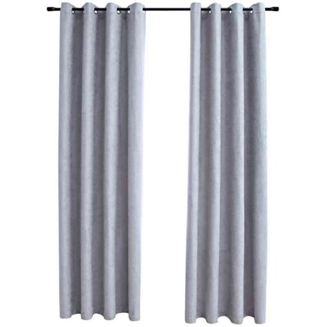 vidaXL Tende Oscuranti con Anelli in Metallo 2 pz Grigie 140x175