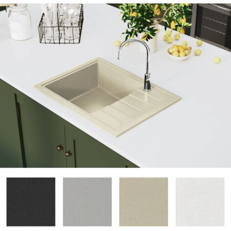 Lavello da Cucina con Foro Troppopieno Ovale Beige in Granito