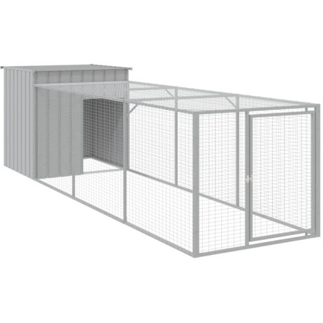 vidaXL Pollaio Area Corsa Grigio Chiaro 110x405x110 cm Acciaio Zincato