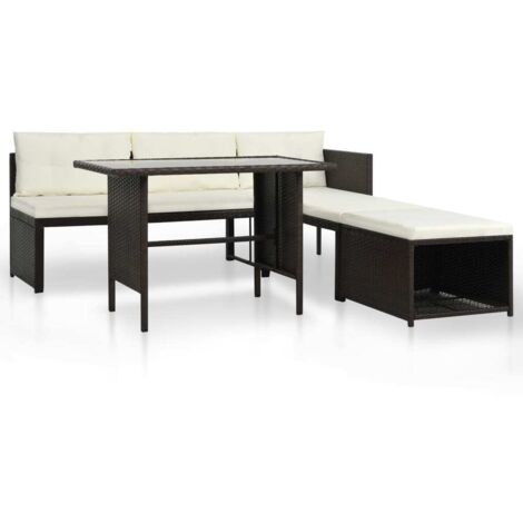 vidaXL Set Divani da Giardino 4 pz in Polyrattan Marrone