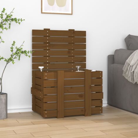 vidaXL Contenitore Portaoggetti Ambra 58x40,5x42cm Legno Massello