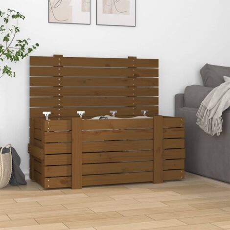 vidaXL Contenitore Portaoggetti ambra 91x40,5x42cm Legno Massello
