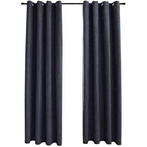 vidaXL Tende Oscuranti con Anelli in Metallo 2 pz Antracite