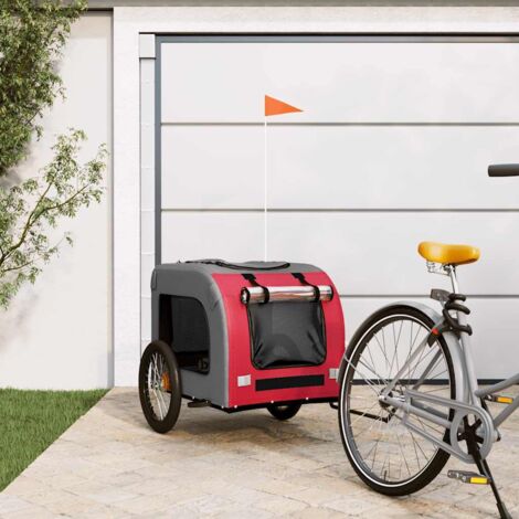 vidaXL Rimorchio da Bici per Animali Rosso e Grigio Oxford e