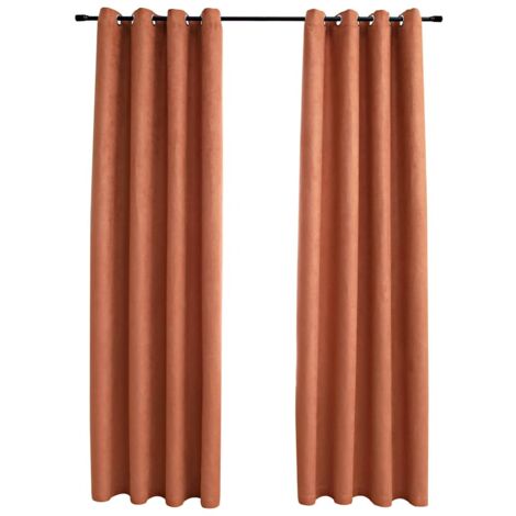 vidaXL Tende Oscuranti con Anelli in Metallo 2 pz Ruggine 140x175