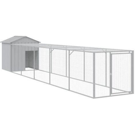 vidaXL Pollaio Area Corsa Grigio Chiaro 117x609x123 cm Acciaio
