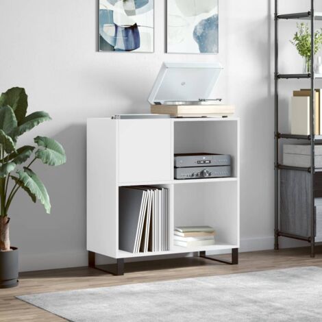 vidaXL Mobile Porta Dischi Bianco 84,5x38x89 cm in Legno Multistrato