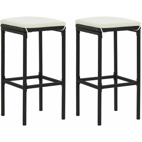 vidaXL Sgabelli da Bar con Cuscini 3 pz Neri in Polyrattan