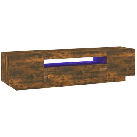 vidaXL Mobile Porta TV con Luci LED Rovere Fumo 160x35x40 cm