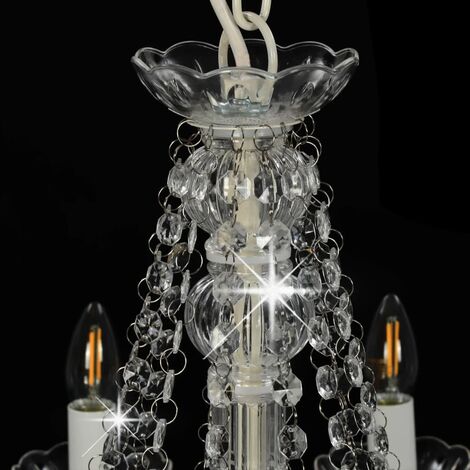 Lampadario con Perline Candelabro Elegante 12 Lampadine E14 vari colori colore : Bianco