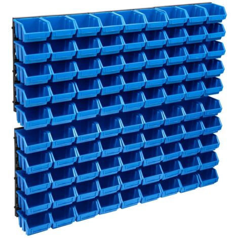 vidaXL Kit Contenitori 96 pz con Pannelli a Parete Blu e Nero