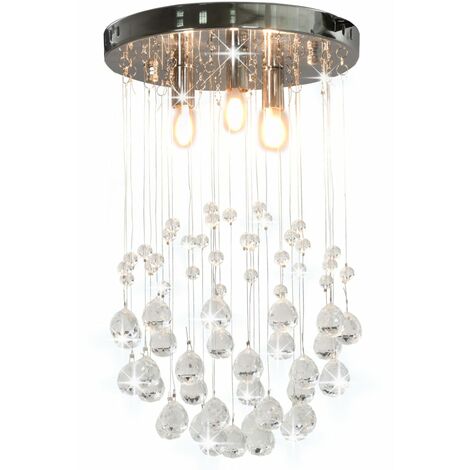 vidaXL Lampadario Perle di Cristallo a Sfera Argento 3 Lampadine G9
