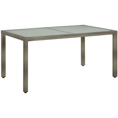 vidaXL Tavolo Giardino 150x90x75cm Vetro Temperato e Polyrattan Grigio