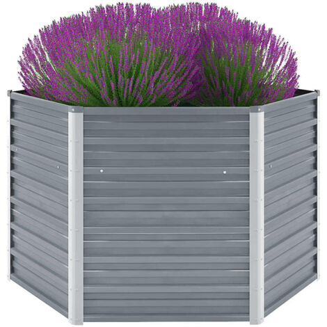 vidaXL Letto Rialzato Giardino in Acciaio Zincato 129x129x77 cm Grigio