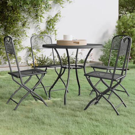 Set da Pranzo per Giardino 5pz Rete Metallica Espansa Antracite (1/5)