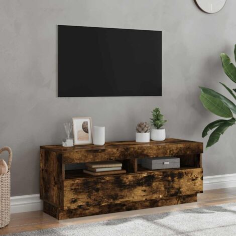 vidaXL Mobile Porta TV con Luci LED Rovere Fumo 100x35x40 cm