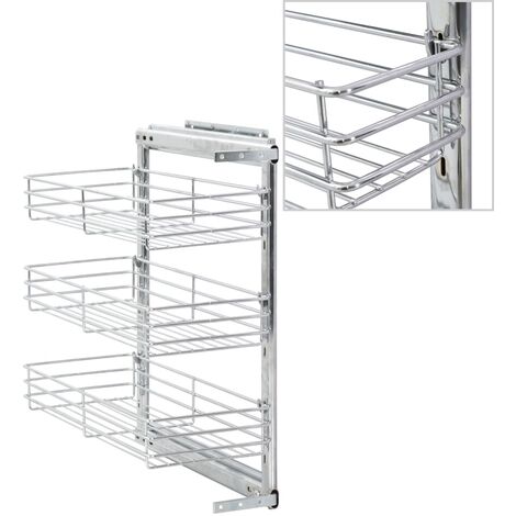 vidaXL Cestino da Cucina in Rete a 3 Livelli Argento 47x25x56 cm