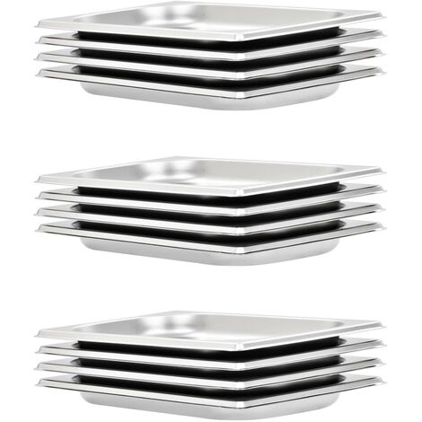 vidaXL Contenitori Gastronorm 12 pz GN 1/4 20 mm in Acciaio Inox