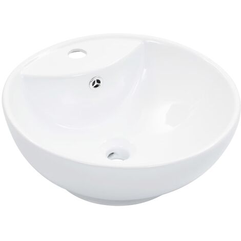 vidaXL Lavandino con Troppopieno 46,5x18 cm in Ceramica Bianco