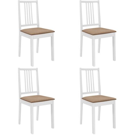 vidaXL Sedie da Pranzo con Cuscini 4 pz Bianche in Legno Massello