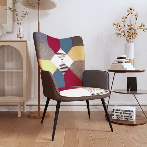 Vidaxl – Poltrona relax patchwork multicolore in tessuto 100% poliestere – Imbottitura in gommapiuma – Dimensioni 61x70x96,5 cm (1/5)
