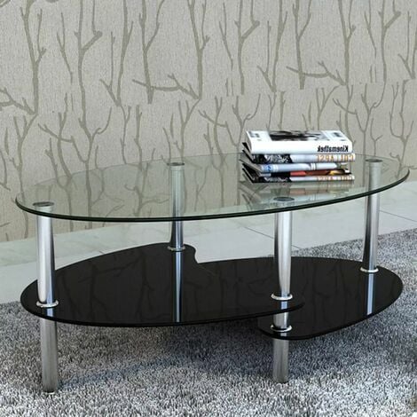 Tavolino da Salotto Caffè Soggiorno Moderno piani in vetro 90x43x45 cm  Bicolore coloreprincipale : Nero