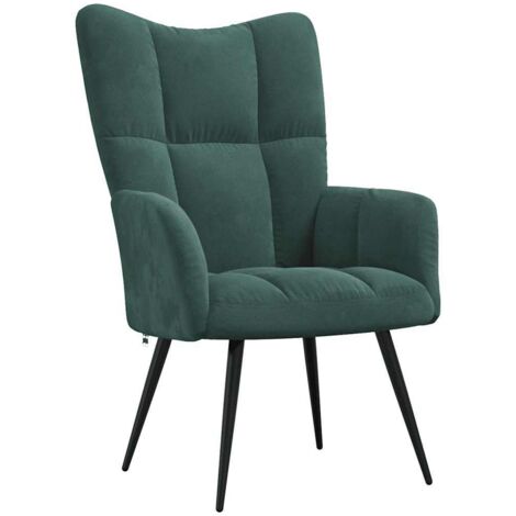 vidaXL Sedia Relax Verde Scuro in Velluto