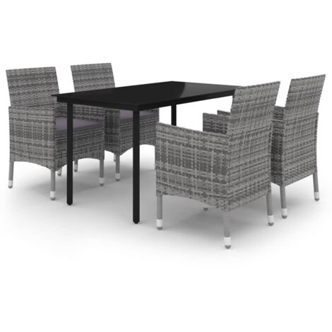 vidaXL Set da Pranzo da Giardino 5 pz con Cuscini Polyrattan e (1/5)