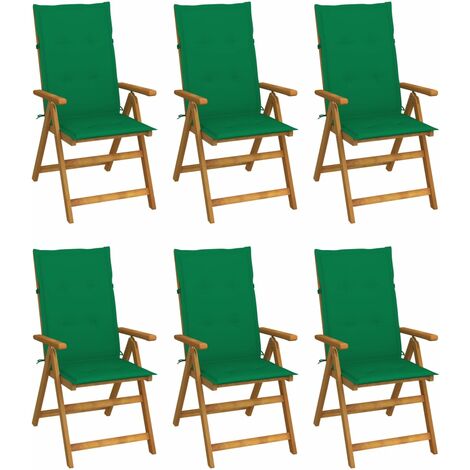 vidaXL Sedie da Giardino Pieghevoli 6 pz con Cuscini Massello